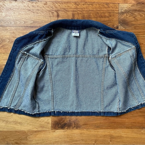 Vintage Blue Medium Wash Denim Western Cotton Open Front Vest size Medium - Picture 5 of 12